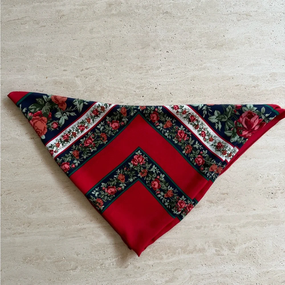 Yves Saint Laurent Floral Silk Square Scarf🌹
